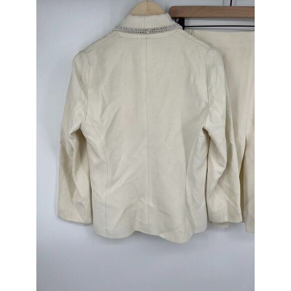 Vintage Criscione New York Blazer/Skirt Suit Set Small Embellished Collar Ivory - Picture 6 of 10